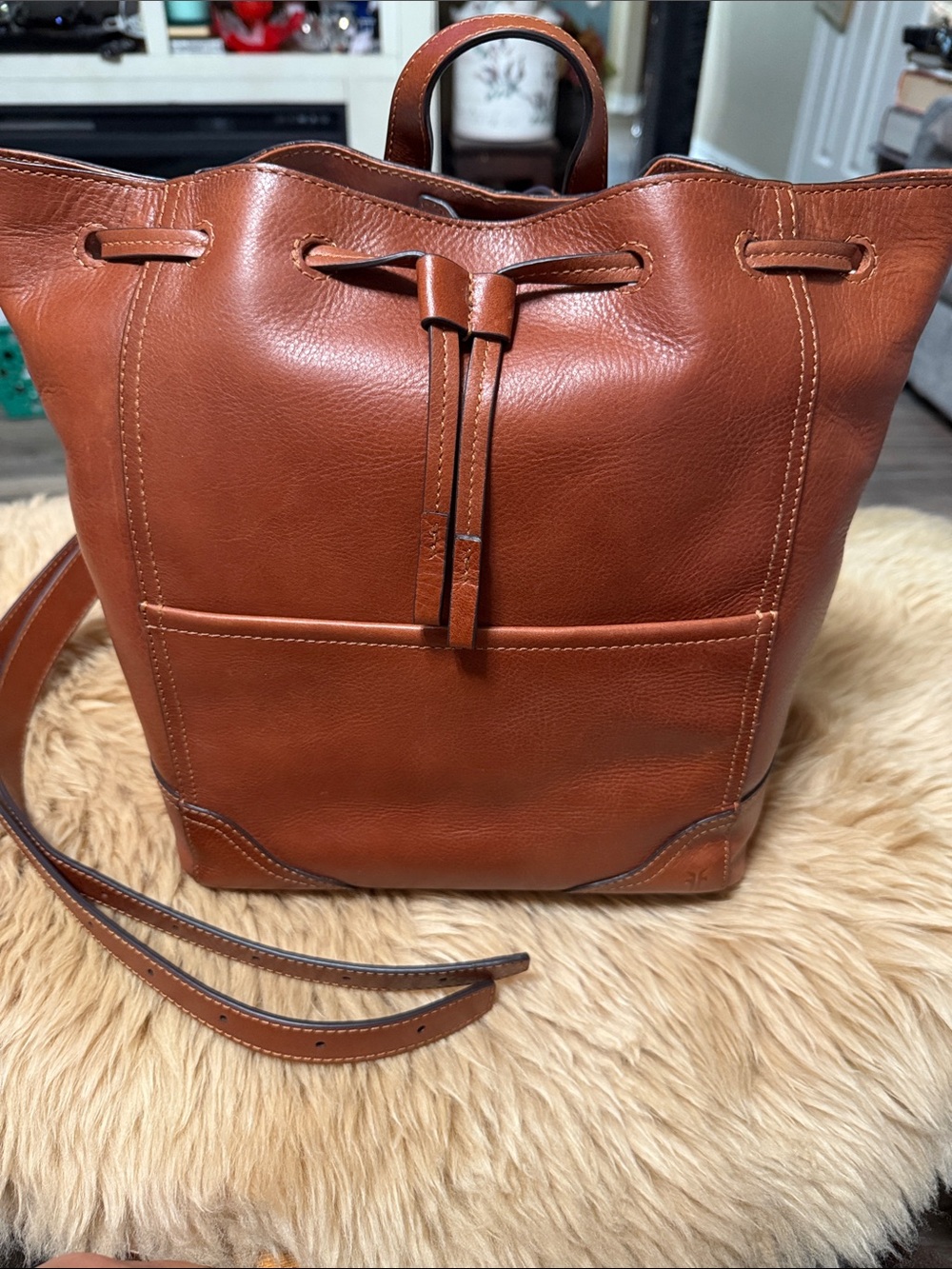 Frye Charlie Backpack in Cognac Leather, NIP NWT